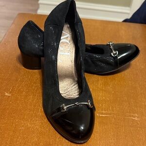 AGL Black Loafers with Glossy Silver Accents - Size 40